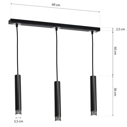 Lühter DANI 3xGU10/8W/230V