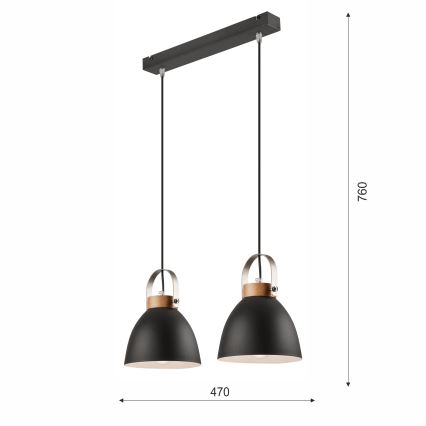Lühter DANIELLE 2xE27/60W/230V pöök