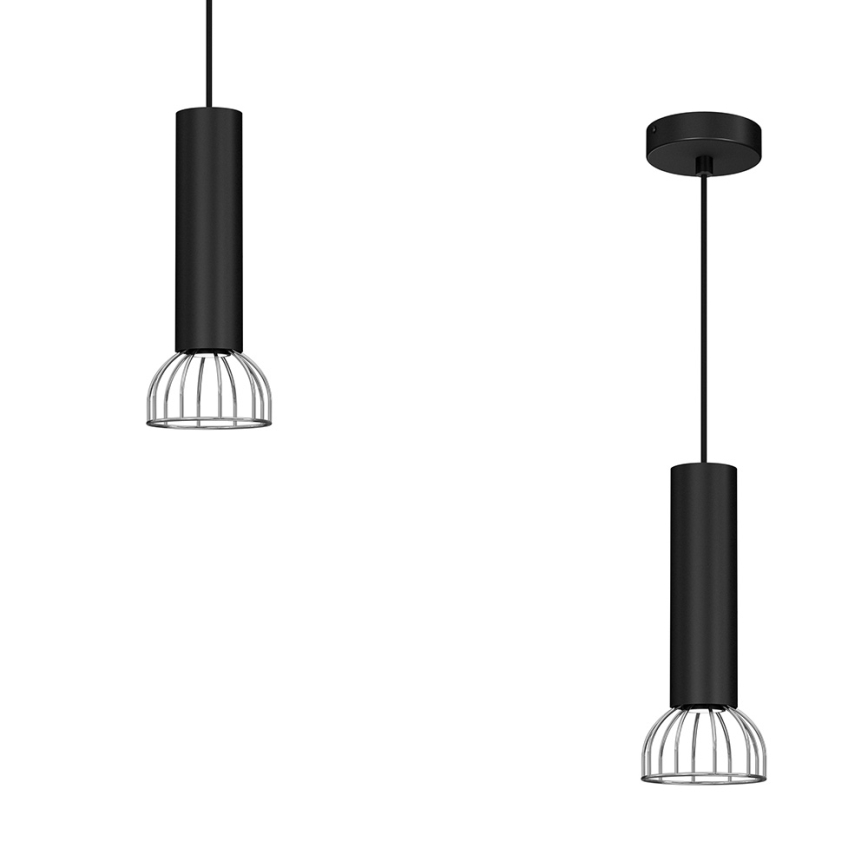 Lühter DANTE 1xGU10/25W/230V must/läikiv kroom