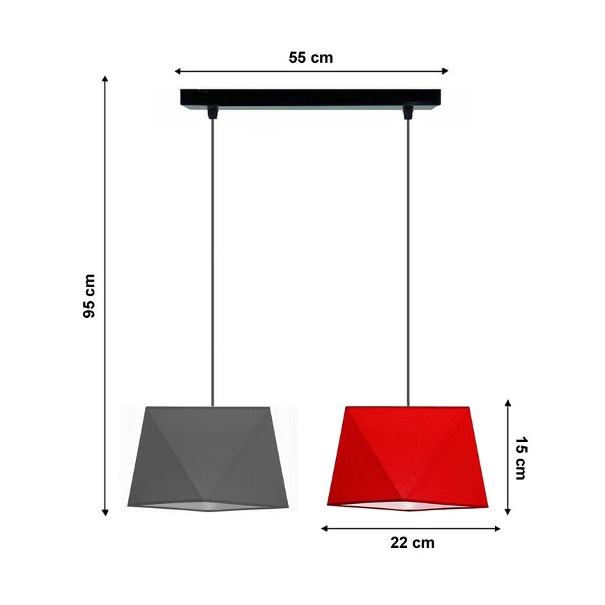 Lühter DIAMENT 2xE27/60W/230V hall-punane