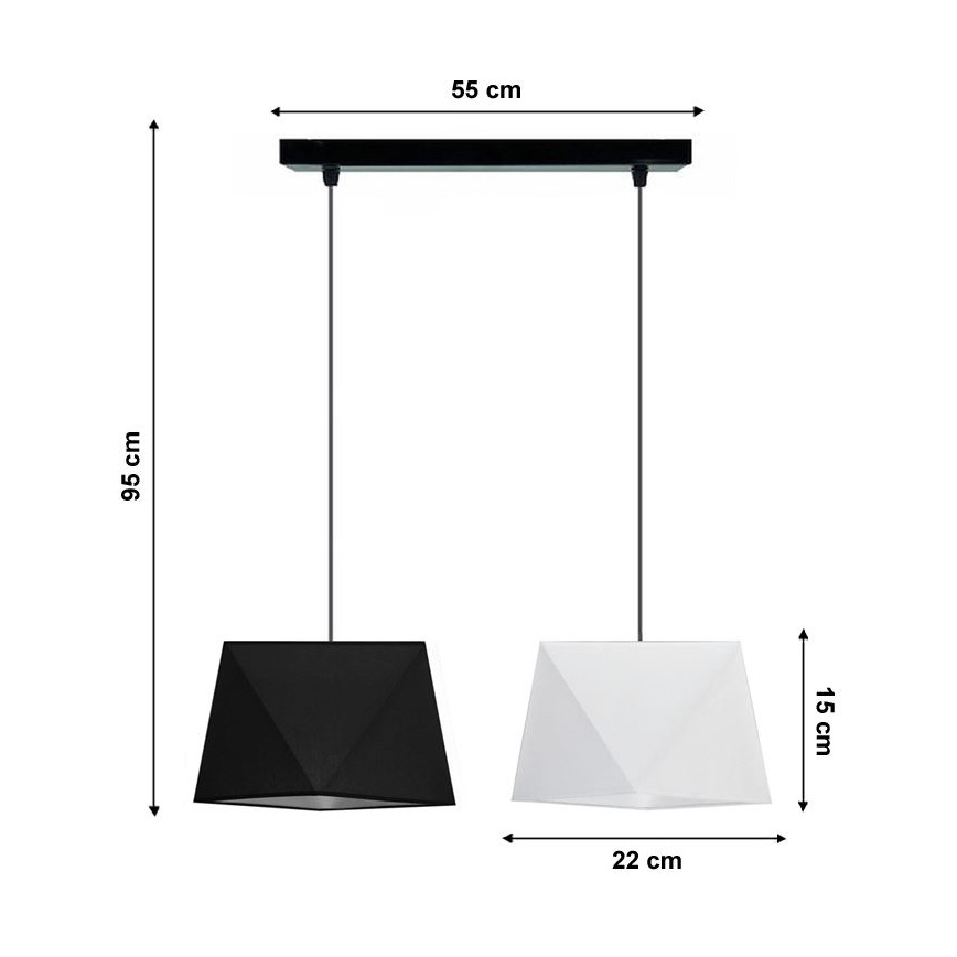 Lühter DIAMENT 2xE27/60W/230V must ja valge