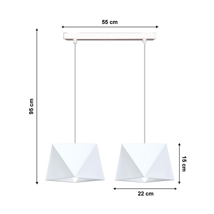 Lühter DIAMENT 2xE27/60W/230V valge
