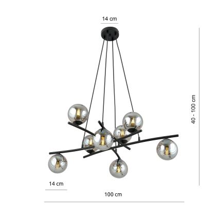 Lühter ESSA 8xE14/10W/230V must/suitsune