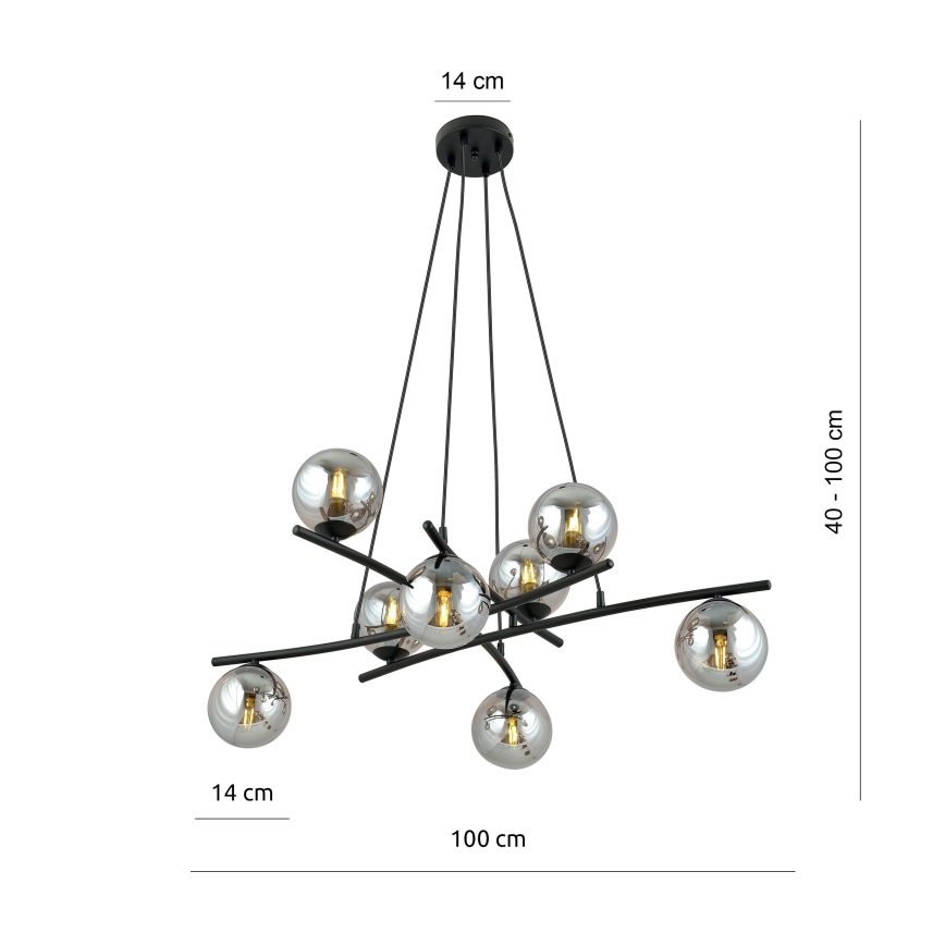 Lühter ESSA 8xE14/10W/230V must/suitsune