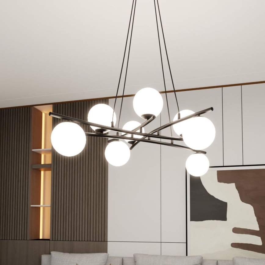 Lühter ESSA 8xE14/10W/230V must/valge