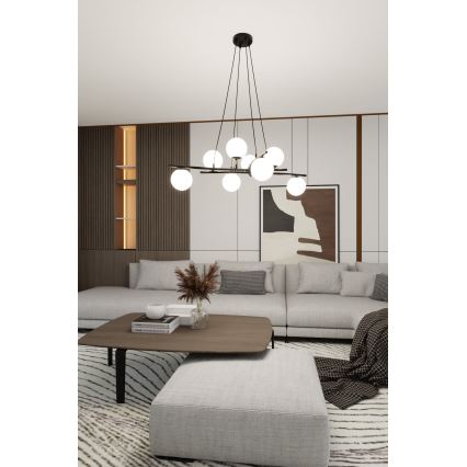 Lühter ESSA 8xE14/10W/230V must/valge