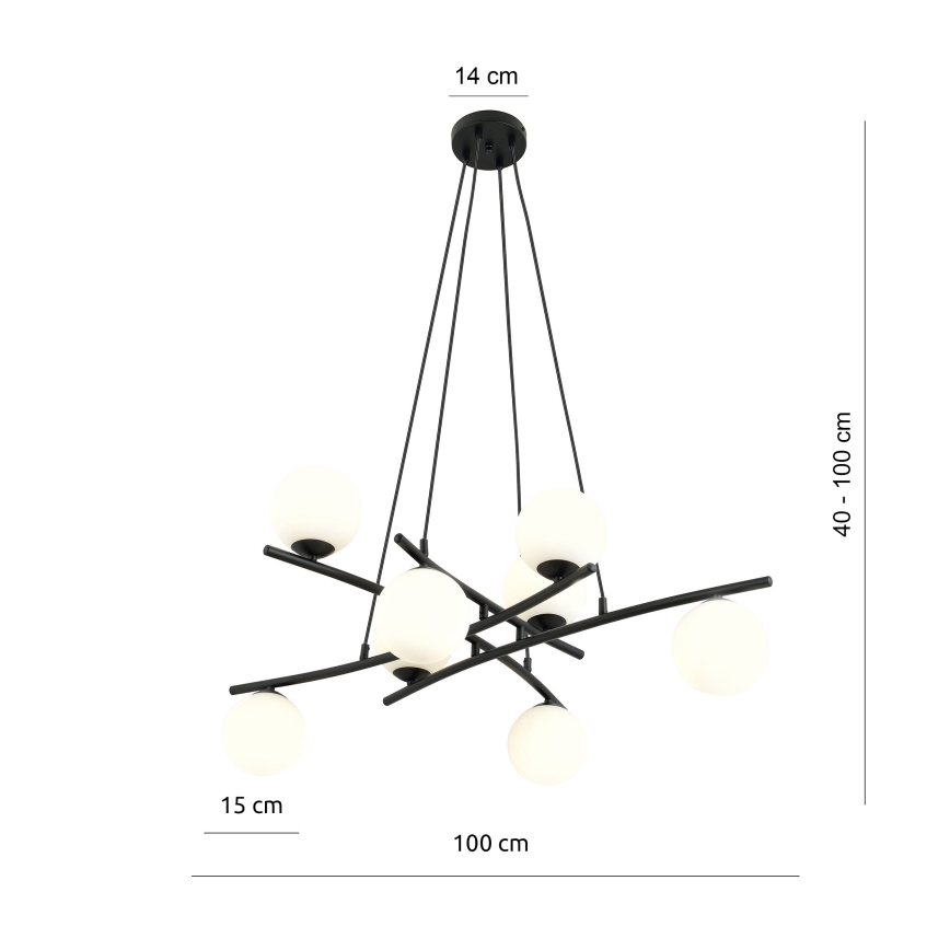 Lühter ESSA 8xE14/10W/230V must/valge