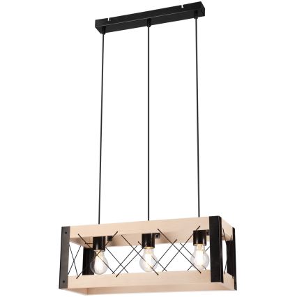 Lühter FRIDA 3xE27/60W/230V must/beež pöök