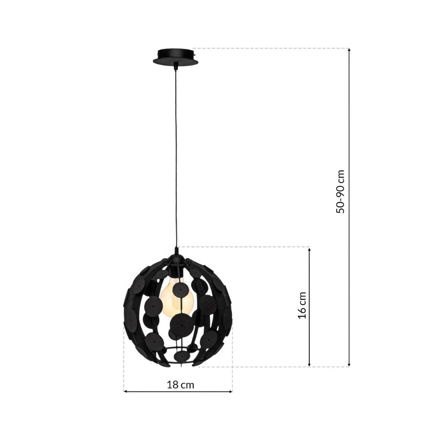 Lühter GAIA 1xE27/60W/230V must diameeter 18 cm