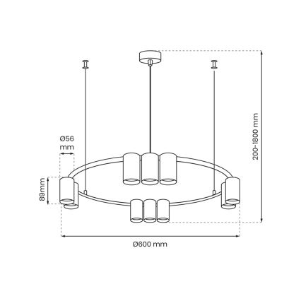 Lühter GENESIS 10xGU10/8W/230V valge