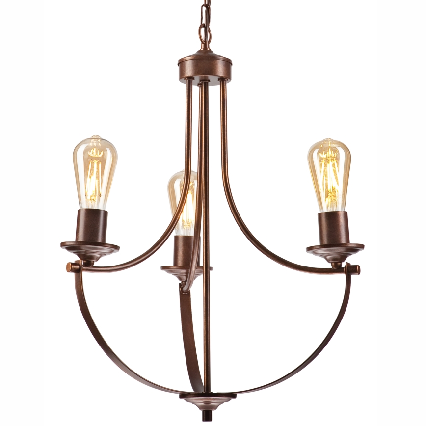 Lühter GINA 3xE27/60W/230V pruun
