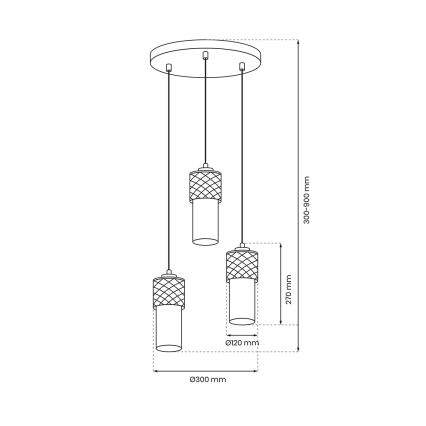 Lühter GLAM 3xE27/60W/230V