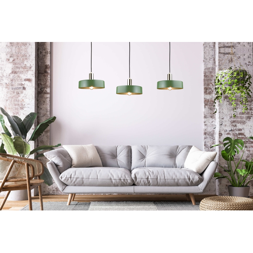 Lühter HAKI 3xE27/60W/230V roheline/must/läikiv kroom