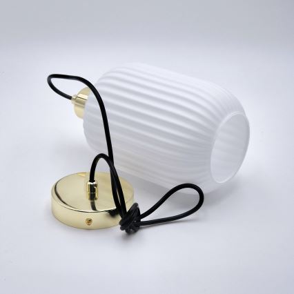 Lühter HARMA 1xE27/15W/230V d. 14 cm valge/kuldne