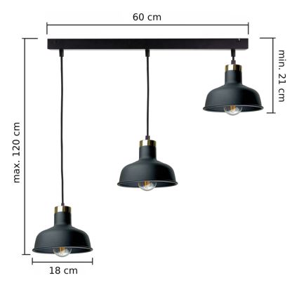 Lühter HEBE 3xE27/60W/230V must