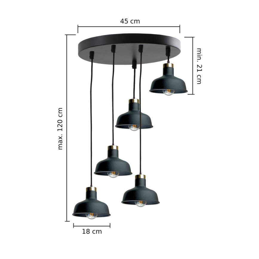 Lühter HEBE 5xE27/60W/230V must