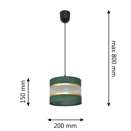 Lühter HELEN 1xE27/15W/230V d. 20 cm roheline/kuldne