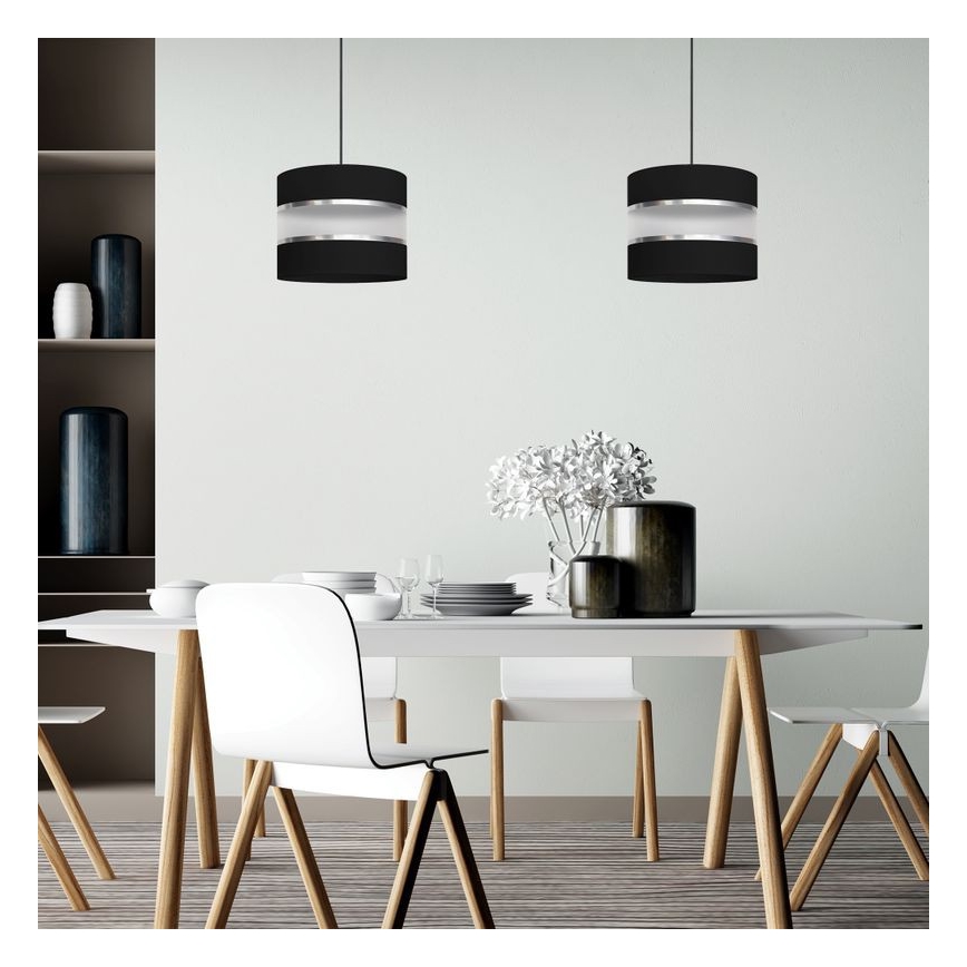 Lühter HELEN 1xE27/15W/230V diameeter 20 cm must/hõbe