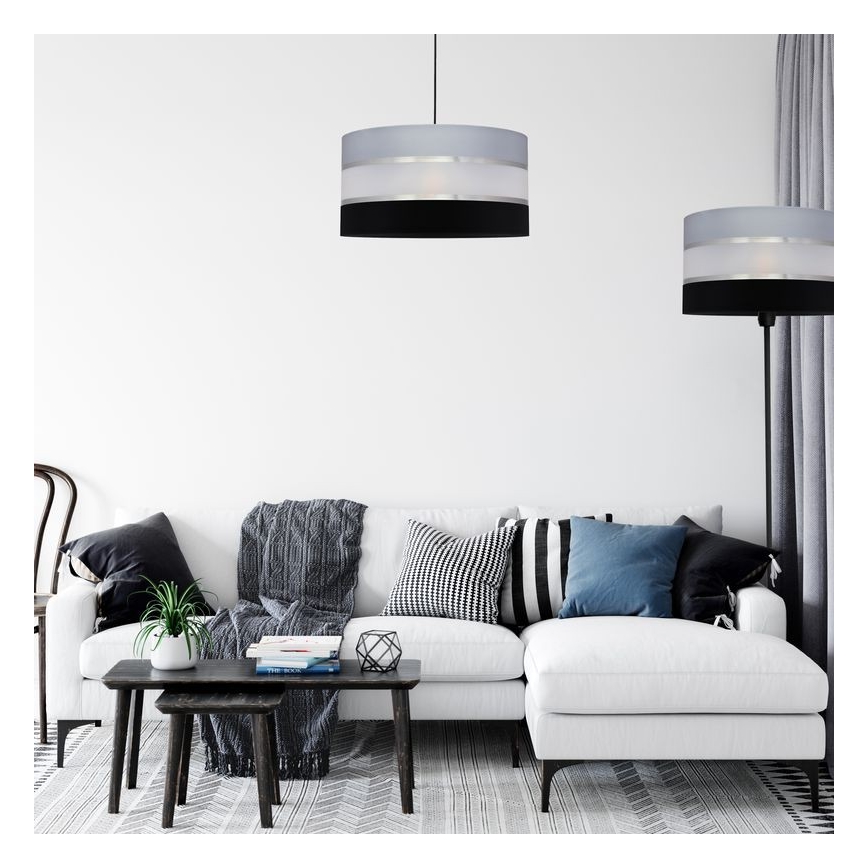 Lühter HELEN 1xE27/15W/230V diameeter 40 cm must/hall/hõbe