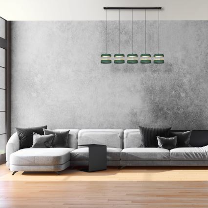 Lühter HELEN 5xE27/15W/230V roheline/kuldne