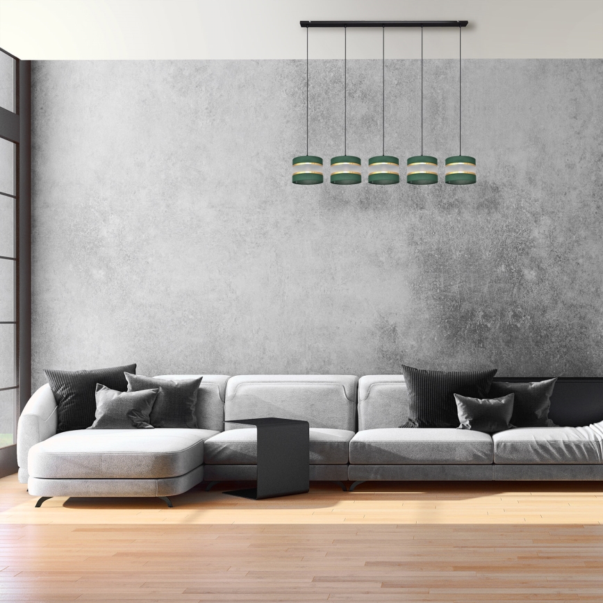 Lühter HELEN 5xE27/15W/230V roheline/kuldne