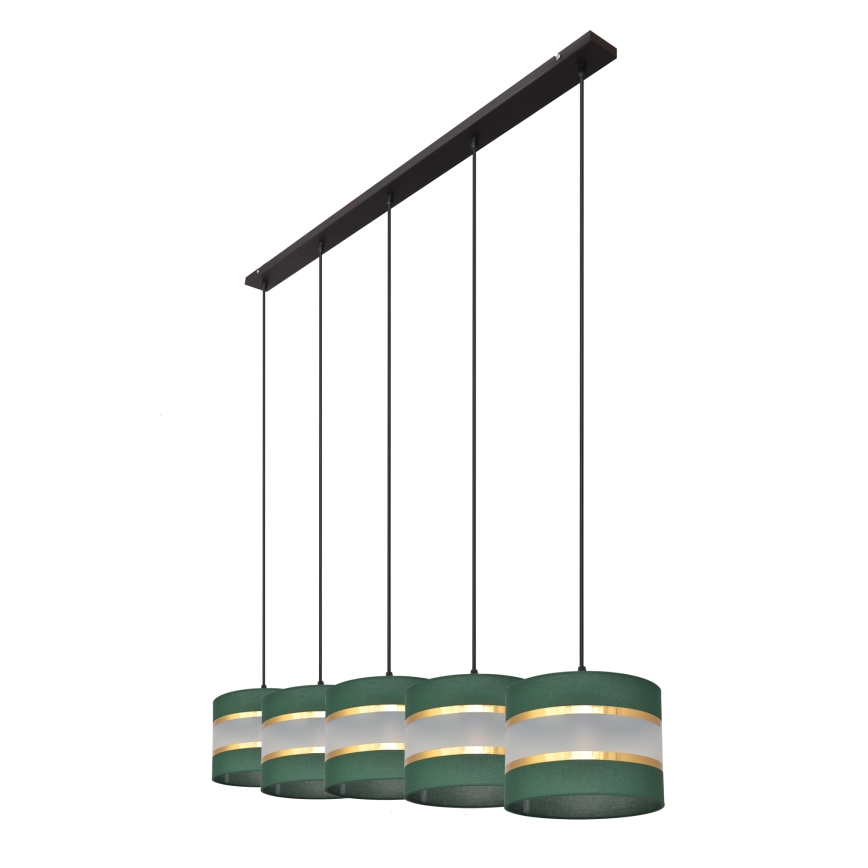 Lühter HELEN 5xE27/15W/230V roheline/kuldne