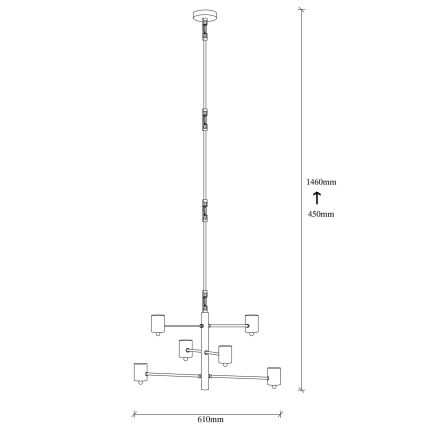 Lühter HEXA 6xE27/40W/230V