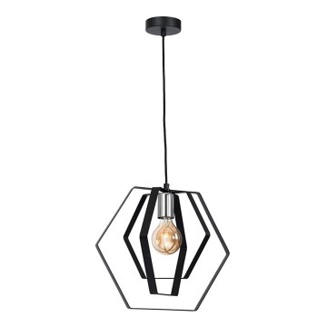Lühter HEXAGON 1xE27/60W/230V must/läikiv kroom