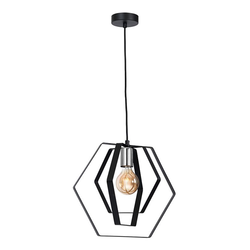 Lühter HEXAGON 1xE27/60W/230V must/läikiv kroom