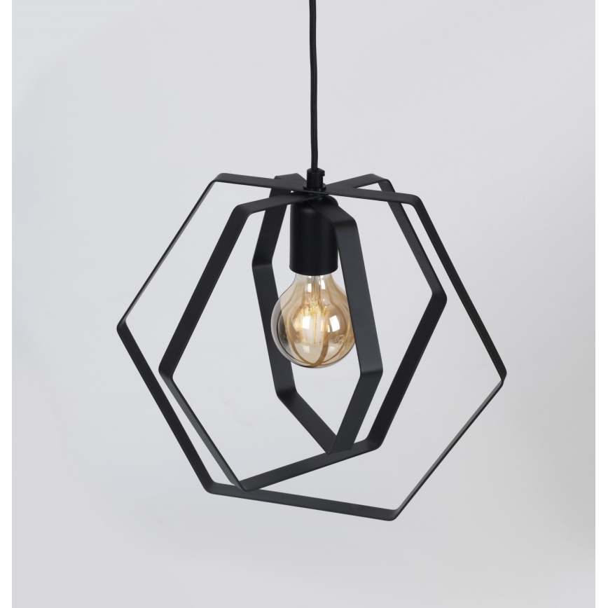 Lühter HEXAGON 3xE27/60W/230V must, ümmargune