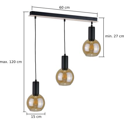 Lühter JANTAR WOOD 3xE27/60W/230V