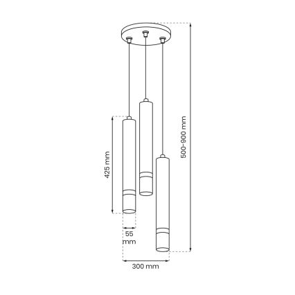 Lühter JOKER 3xGU10/8W/230V must/läikiv kroom