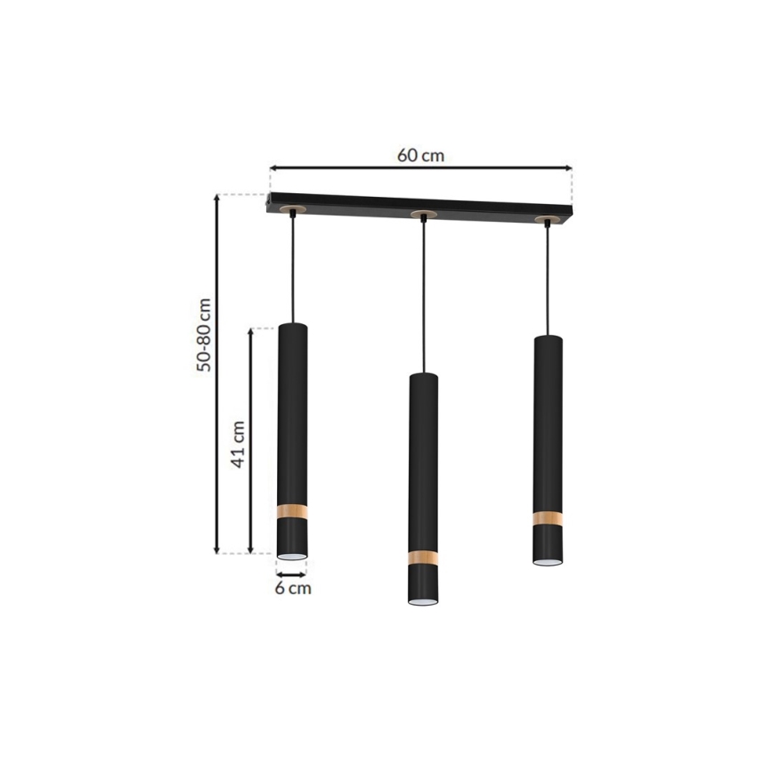Lühter JOKER BLACK WOOD 3xGU10/8W/230V