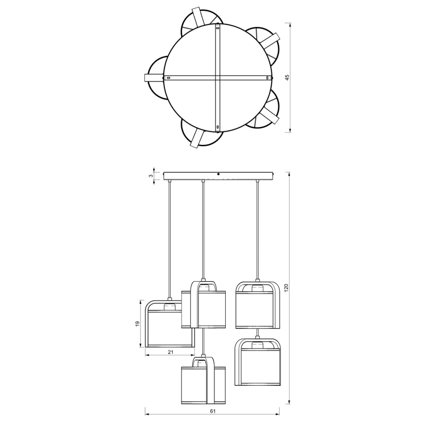 Lühter JONKO 5xE27/60W/230V