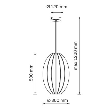 Lühter KAREI 1xE27/20W/230V d. 30 cm must