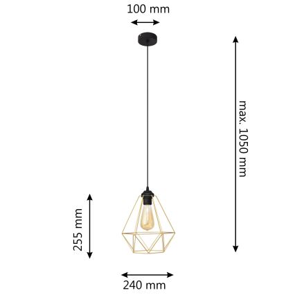 Lühter KARO 1xE27/15W/230V kuldne/must