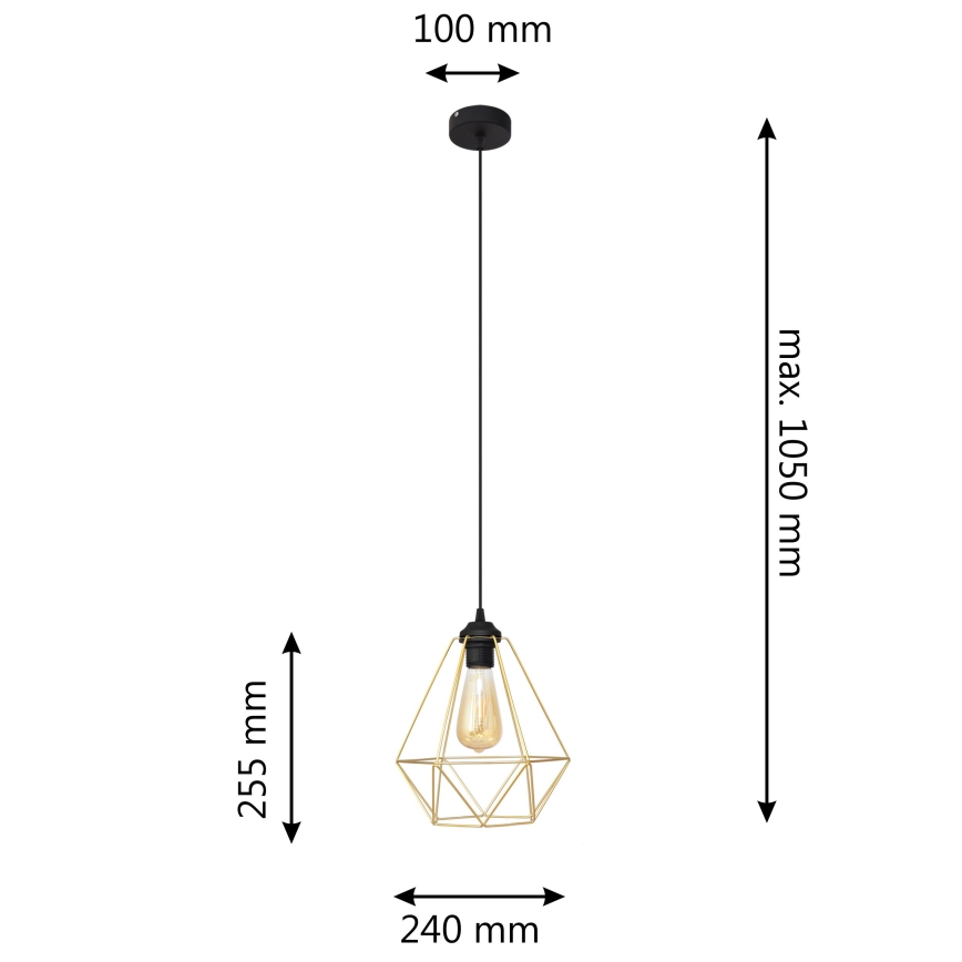 Lühter KARO 1xE27/15W/230V kuldne/must