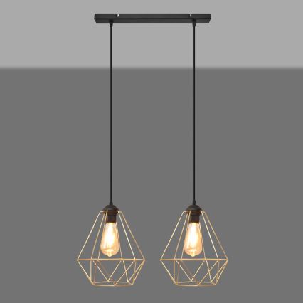 Lühter KARO 2xE27/15W/230V kuldne/must