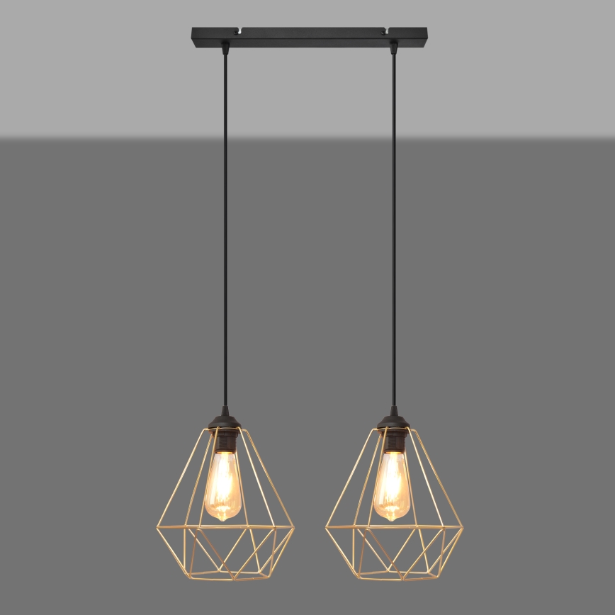 Lühter KARO 2xE27/15W/230V kuldne/must