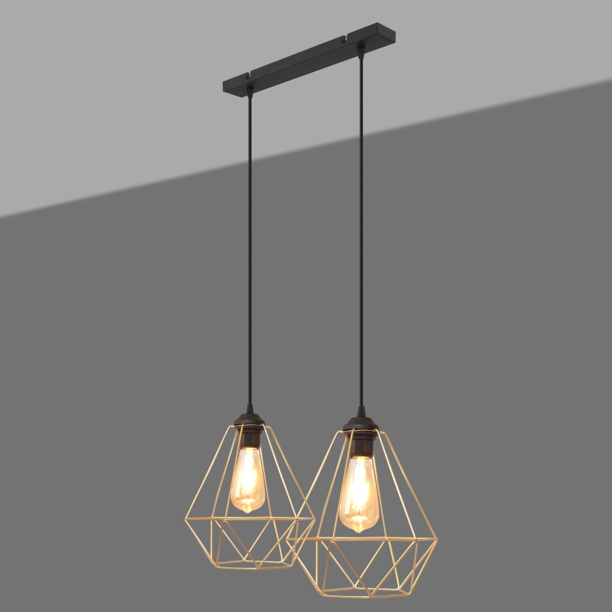 Lühter KARO 2xE27/15W/230V kuldne/must