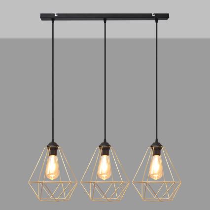 Lühter KARO 3xE27/15W/230V kuldne/must