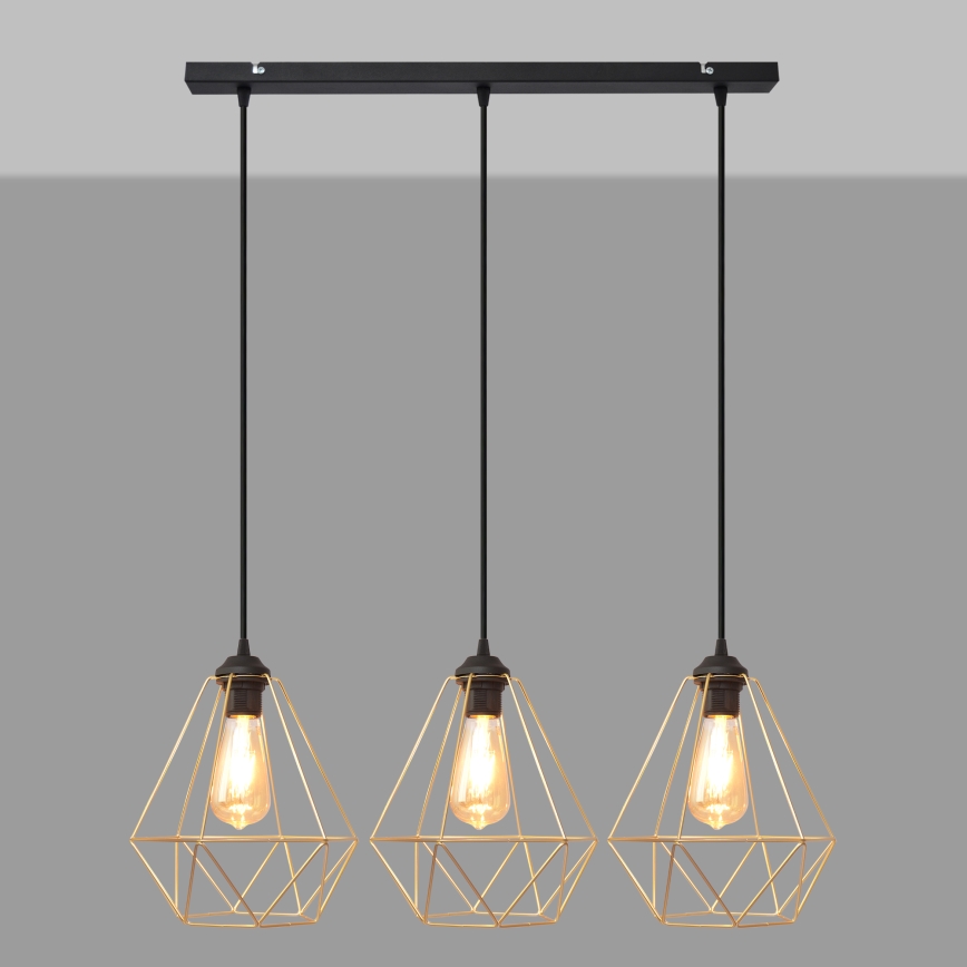 Lühter KARO 3xE27/15W/230V kuldne/must