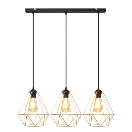 Lühter KARO 3xE27/15W/230V kuldne/must
