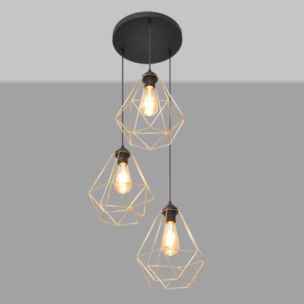 Lühter KARO 3xE27/15W/230V kuldne/must