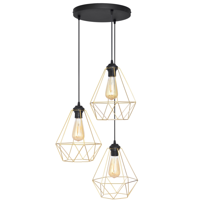 Lühter KARO 3xE27/15W/230V kuldne/must