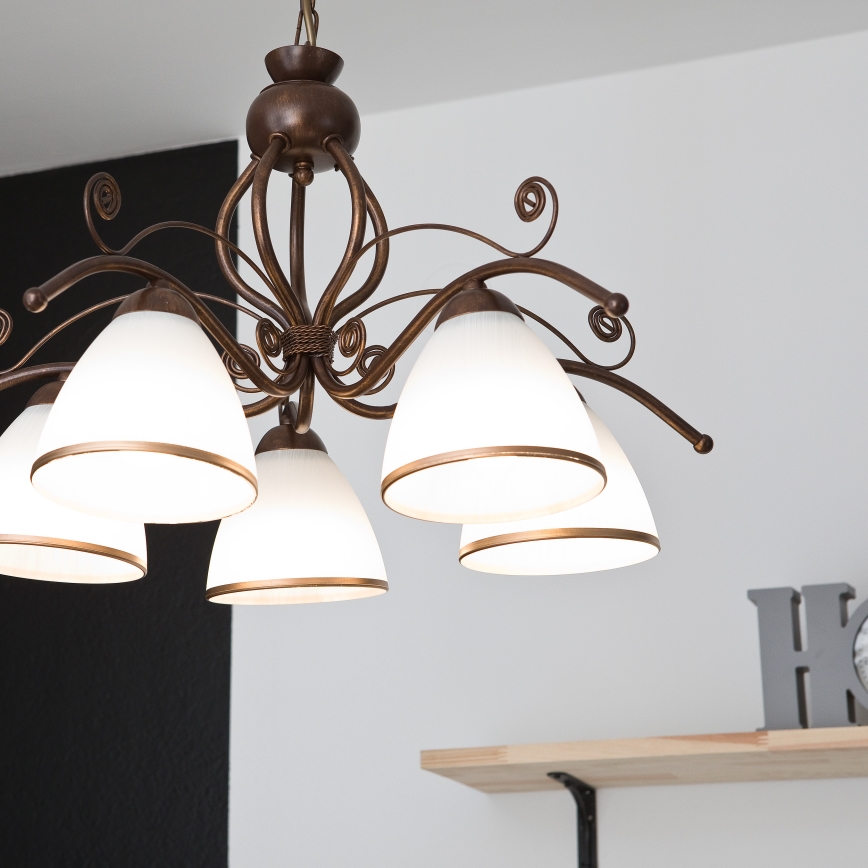 Lühter kettaga RETRO II 5xE27/60W/230V pronksipatina