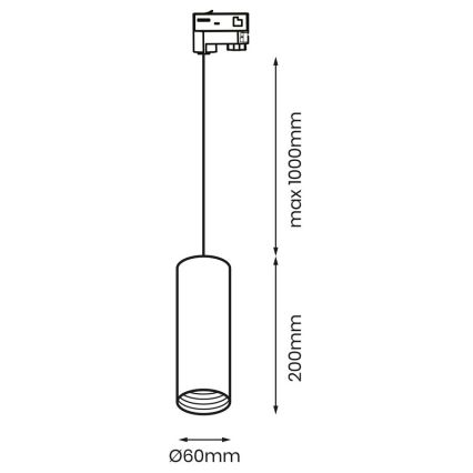 Lühter kolmefaasilisse rööbassüsteemi PIPE 1xGU10/25W/230V must