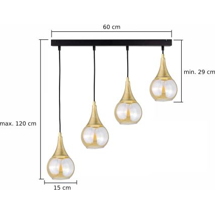 Lühter LACRIMA HONEY 4xE27/60W/230V