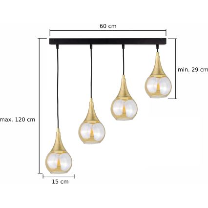 Lühter LACRIMA HONEY 4xE27/60W/230V