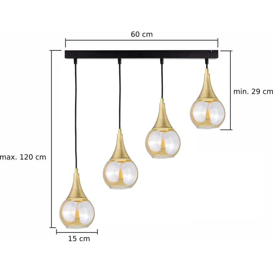 Lühter LACRIMA HONEY 4xE27/60W/230V